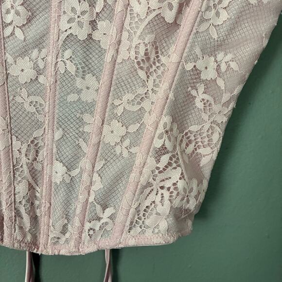 VICTORIA’S SECRET Very Sexy Twinkle Strap Lace Corset Top Rose Pink Coquette S - Picture 7 of 14
